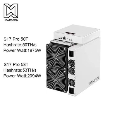 82dB Antminer S17 Pro 50T 53T Secondhand With Dual Cylinder Fan